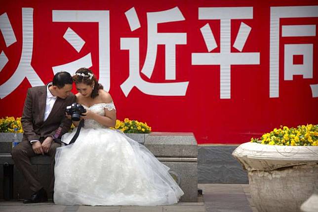 中國婚姻。（資料照，美聯社）