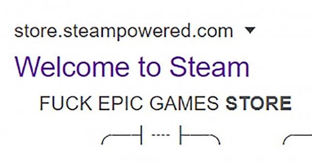Google搜尋Steam簡介出現「Fuck Epic Games Store🖕」，多麼幽默的巧合與誤會