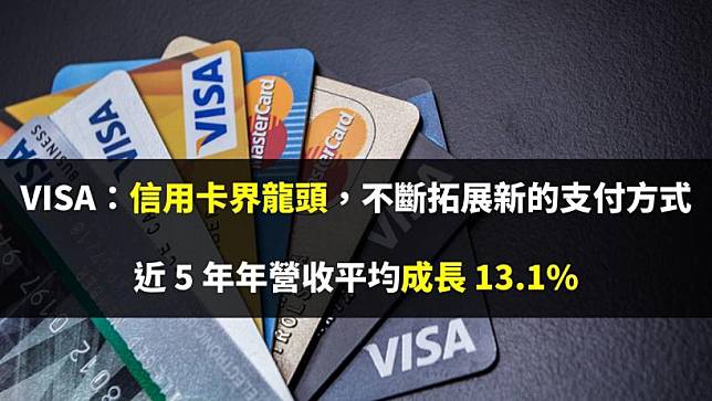 VISA：信用卡界龍頭，不斷拓展新的支付方式，近 5 年年營收平均成長 13.1%