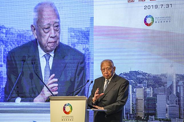 Former chief executive Tung Chee-hwa on Wednesday at the Our Hong Kong Foundation in Admiralty. Photo: Xiaomei Chen