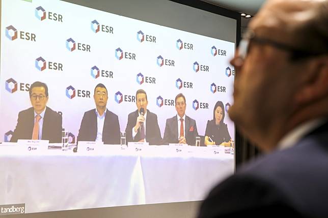 ESR Group’s key executives brief the media on the company’s upcoming IPO, in Hong Kong on Monday. Photo: Winson Wong
