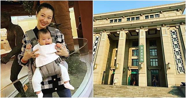 馬賽兩母女一齊遊覽北京博物館。（馬賽Instagram圖片／明報製圖）