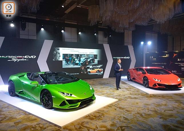 Lamborghini全新一代Huracán EVO系列開篷版和硬頂版，雙雙香港現身。（林登麗攝）