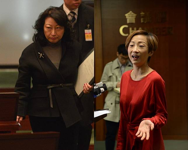 律政司司長鄭若驊到立法會回應UGL檢控事件(左)；陳淑莊質疑檢控能否無偏頗。(右)