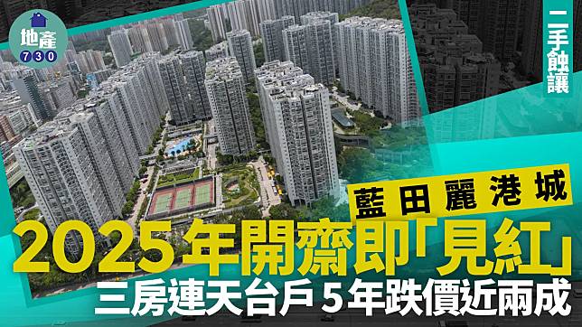 藍田麗港城2025年開齋即「見紅」 三房連天台戶5年跌價近兩成｜二手蝕讓