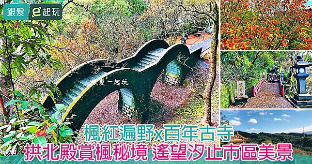 敬老卡坐捷運｜拱北殿：汐止眾神的樂園「賞楓勝地」秘境，彼岸橋上楓紅時分如詩如畫！