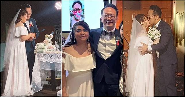 朱栢謙昨天和女友Krizce結婚。（網上圖片 / 明報製圖）