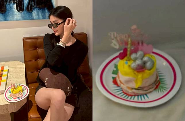 廖思惟的蛋糕疑似標註著「Thank you Mom」字樣。（圖／IG@trinityliao）