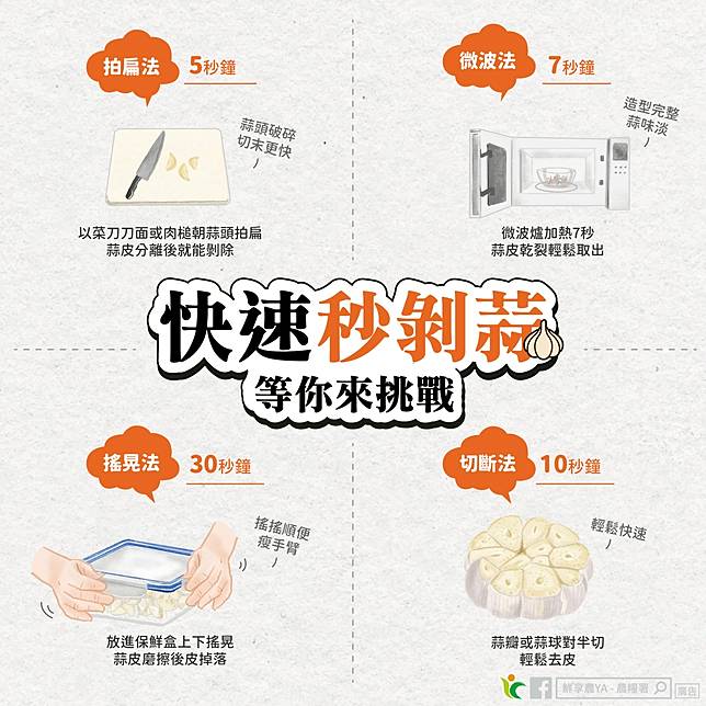 農業部分享四大快速剝蒜妙招。圖：翻攝自農業部
