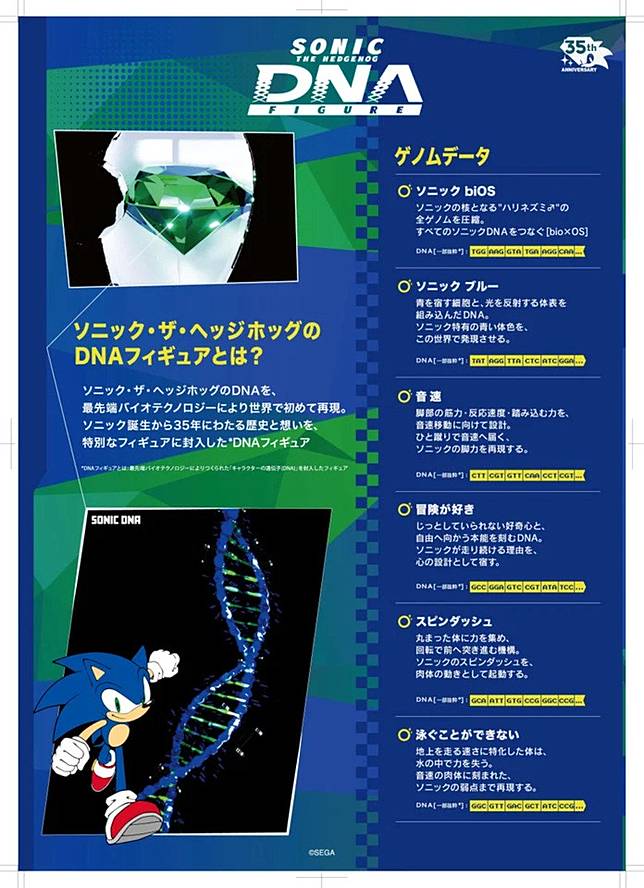 「SONIC THE HEDGEHOG DNA FIGURE」所反映的部分特徵