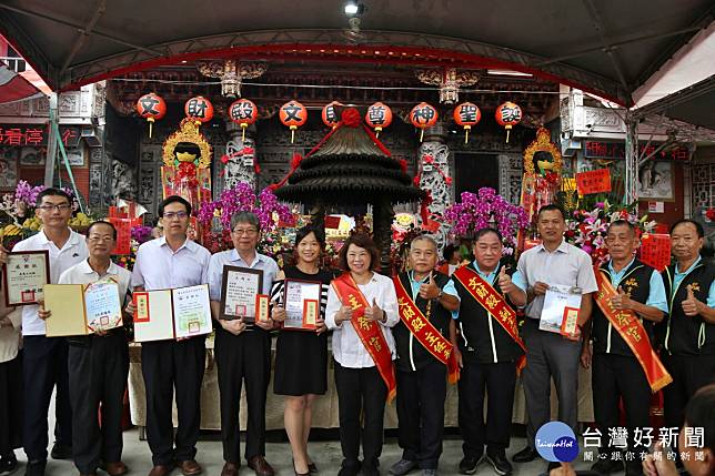 嘉義市長黃敏惠參加文財殿文財尊神聖千秋祭祀大典，代表市府感謝文財殿熱心公益、注重教育／嘉義市府提供