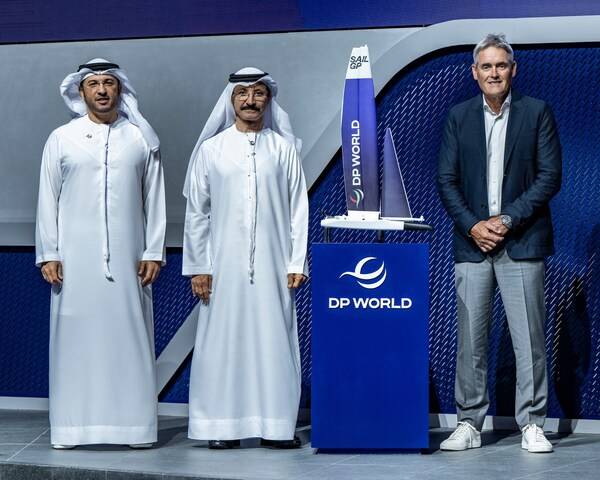 Left to right: Abdulla Bin Damithan, CEO and Managing Director of DP World GCC ; HE Sultan Ahmed bin Sulayem, Group Chairman and CEO of DP World and Sir Russell Coutts, Co-Founder and CEO of SailGP