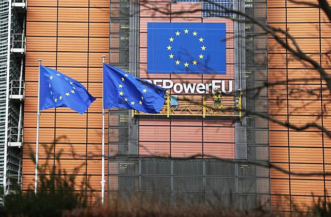 This photo taken on Nov. 15, 2023 shows part of the European Commission building in Brussels, Belgium. (Xinhua/Zhao Dingzhe)