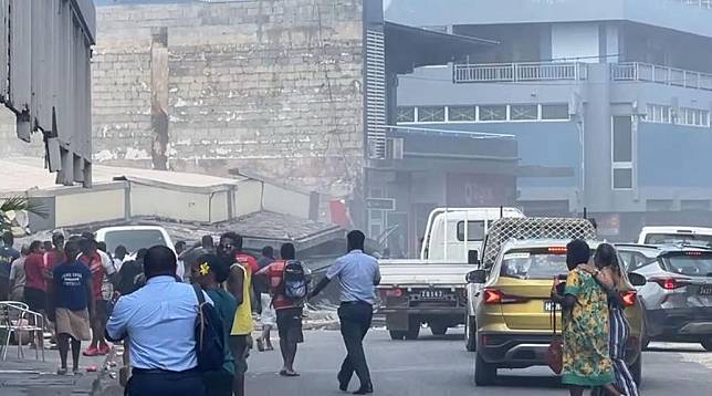 A screenshot from a video shows a street view after an earthquake in Port Vila, Vanuatu, Dec. 17, 2024. (Xinhua)