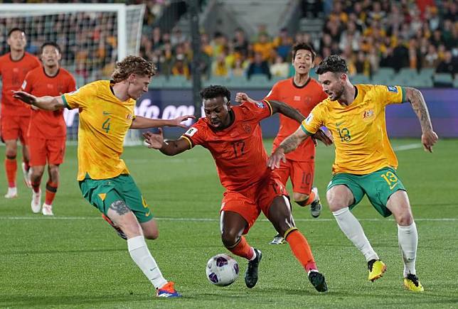 China lost to Australia 3-1 in the third round of 2026 World Cup Asian Qualifiers in Adelaide, Australia, on Oct. 10, 2024. (Xinhua)