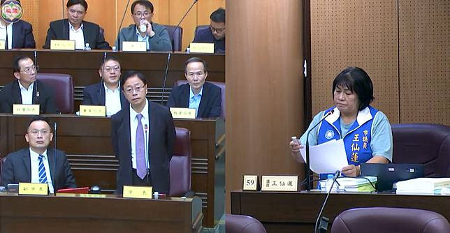 市議員王仙蓮提出原住民族預算編列、原住民族經濟發展、原民品牌創立及專利申請、族語認證、原住民體育賽事獎勵金等質詢。圖：截自議會議事直播