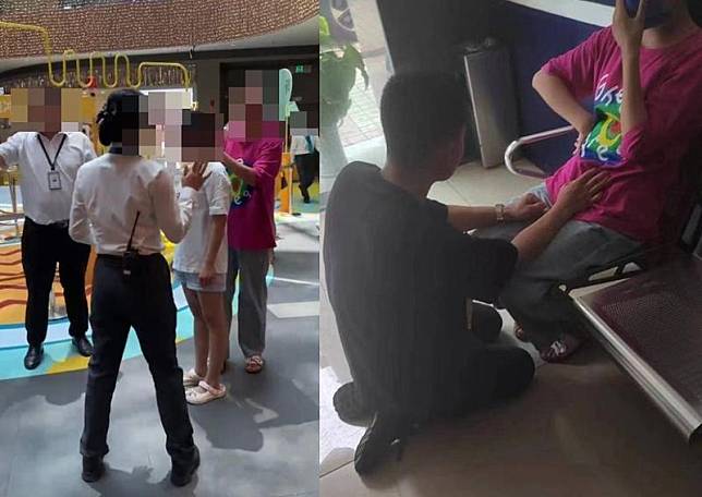 中國一名人妻抓包老公出軌，對象竟是自己女兒的幼兒園老師，氣到抓小三遊街示眾，渣尪則跪地求饒。（翻攝微博）