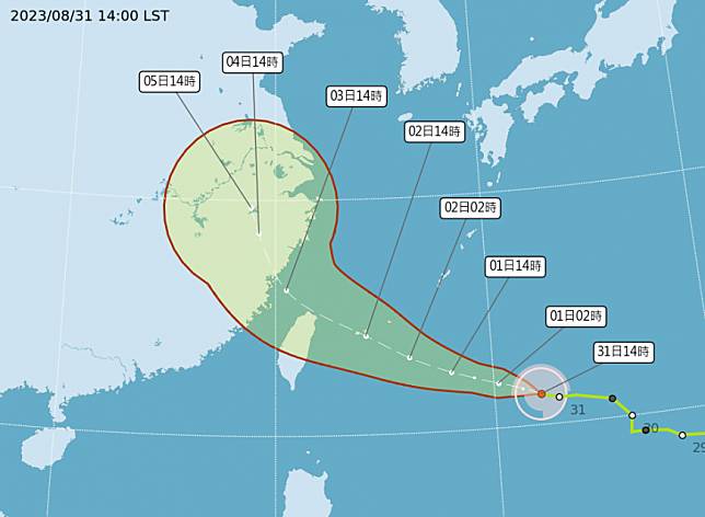 海葵颱風周末最近台，恐將成西北颱且增強為中度颱風。(圖／翻攝自 中央氣象局)