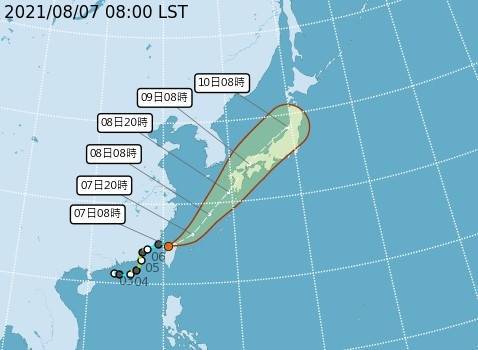 TD11(原盧碧颱風)通過台灣時受地形破壞，中心已不明顯。(圖：取自氣象局網站)