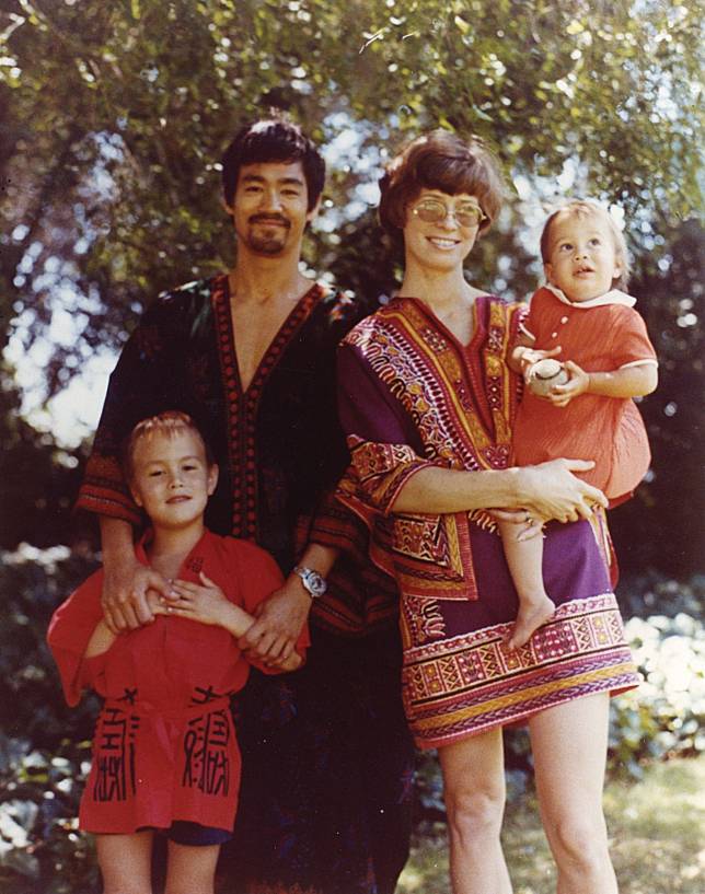 Bruce Lee with his wife Linda Lee Cadwell, their son Brandon and daughter Shannon in the 1970s (Photo: Bruce Lee Family Archive)