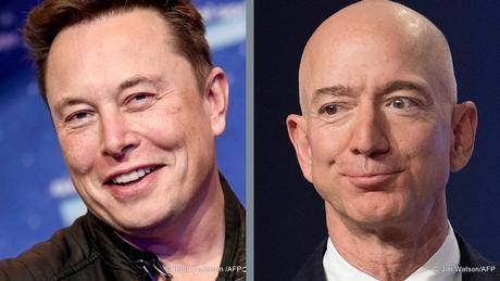 亞馬遜創始人貝索斯（Jeff Bezos 右），特斯拉創始人馬斯克（Elon Musk）