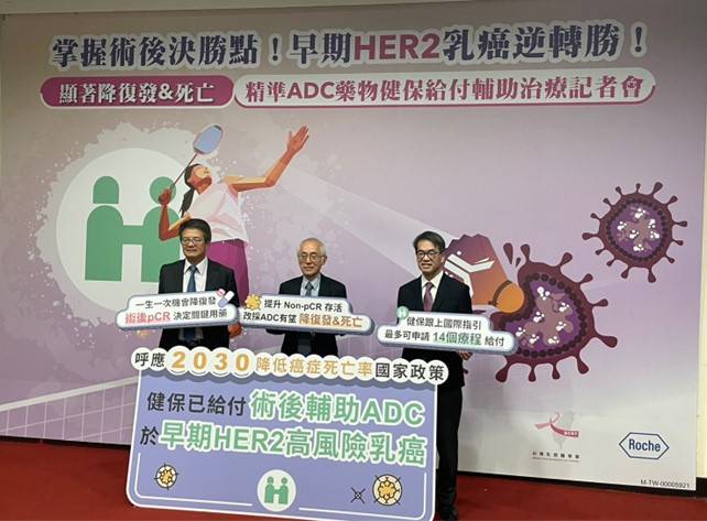 健保署自今（2024）年8月起有條件給付早期HER2乳癌使用的抗體藥物複合體（ADC），為乳癌病友迎來新福音。