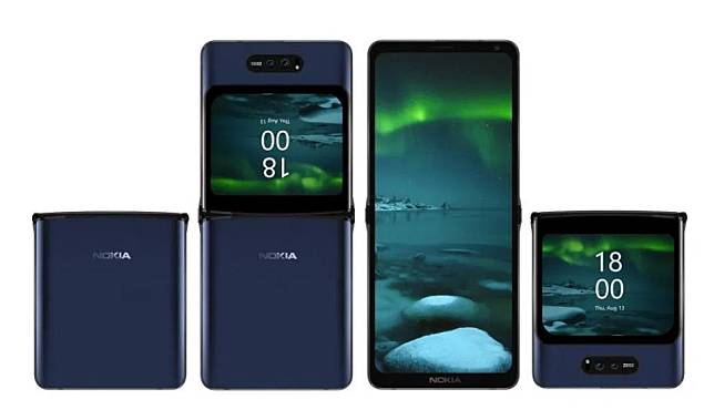 外媒公布國外網友繪製的想像中Nokia摺疊手機概念圖，外型集結了三星Galaxy Z Flip和Nokia 2720的特色。   圖：截取自國外科技網站《NokiaMob》