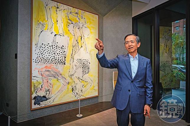 璞永建設董事長楊岳虎領軍拿下芙蓉大樓，他以總部一幅畫說明長年投入都更心情。