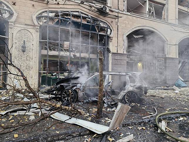 This photo taken on Dec. 20, 2024 shows the damage caused by a Russian missile and drone attack in Kiev, Ukraine. (Photo by Roman Petushkov/Xinhua)