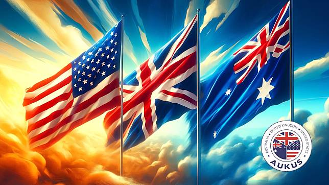 美國、英國、澳洲聯合成立「軍事安全合作夥伴關係」(AUKUS)。(AI合成圖)