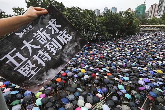 An August march in favour of the opposition movement’s five demands. Photo: Felix Wong