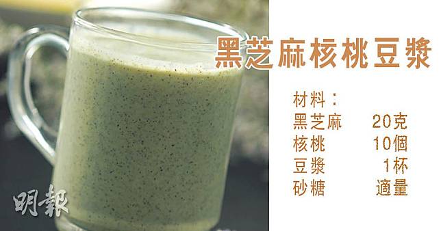 黑芝麻核桃豆漿食譜（資料圖片/明報製圖）