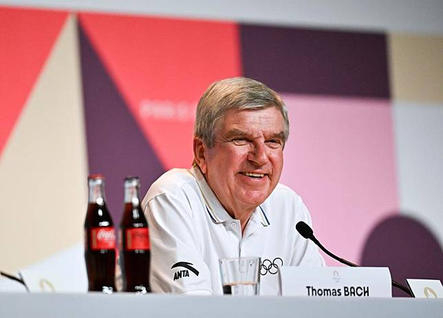 Thomas Bach, president of the International Olympic Committee (IOC), speaks during a press conference at the Paris 2024 Olympic Games in Paris, France, Aug. 9, 2024. (Xinhua/Wu Huiwo)