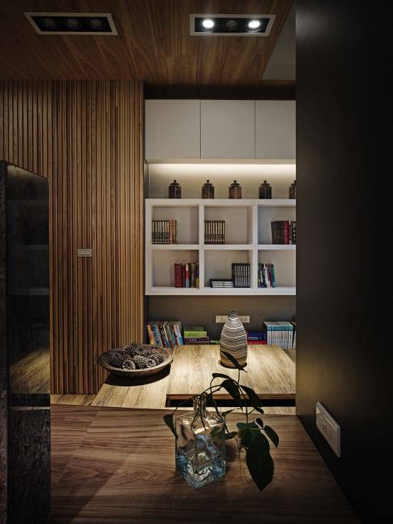 
5.有陳列架的房間。可以擺放許多書籍或者玩具、擺件等，純白色的外框簡單又不失優雅。

Credits: homify / <a href=