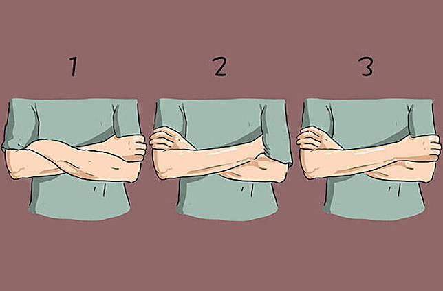 ▲「手臂交叉方式」分成 3 種，包括左手掌在外、右手掌在外，以及雙手掌皆在外的交叉方式，立刻可以看出你是哪一類型的人，以及具有的特質為何。（圖／翻攝自 lessons learned in life ）
