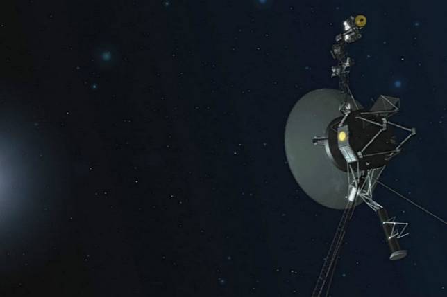 航海家二號探測器在星際空間的意象圖。（圖片取自美國航太總署）