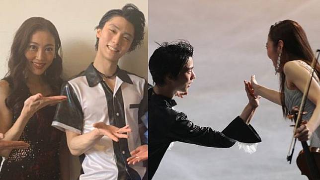 羽生結弦上月宣布閃婚，妻子被起底是小提琴手末延麻裕子，兩人在2019年的滑冰秀初次同台。翻攝推特