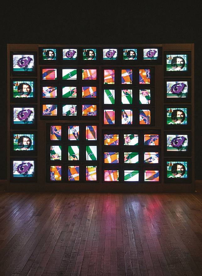 Internet Dream (1994) by Nam June Paik installed at Tate Modern in 2019 (Photo: Internet Dream (1994) by Nam June Paik, photo by Andrew
Dunkley © Tate, artwork © the estate of Nam June Paik)