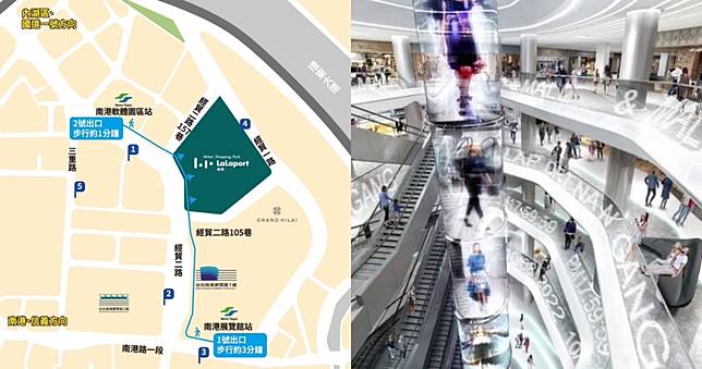 南港LaLaport交通懶人包，四張圖一次看懂！捷運、公車、機車怎麼前往，停車費降7折，捷運「這站」走1分鐘就到