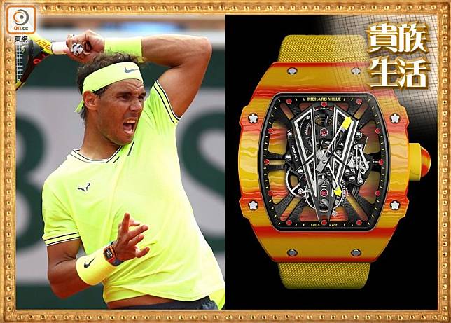 拿度佩戴Richard Mille RM27-03腕錶，第12次贏得法國網球公開賽冠軍（限量50枚）。HK$6,292,000（互聯網）