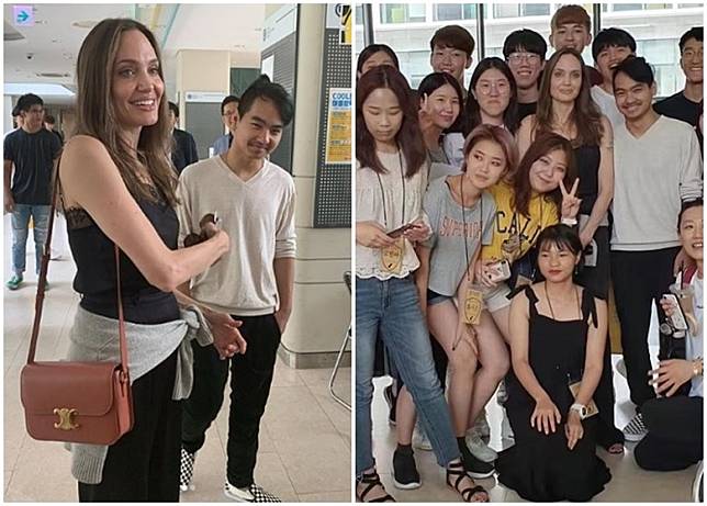 安祖蓮娜送麥杜斯到韓國延世大學，惹來學生要求合照。