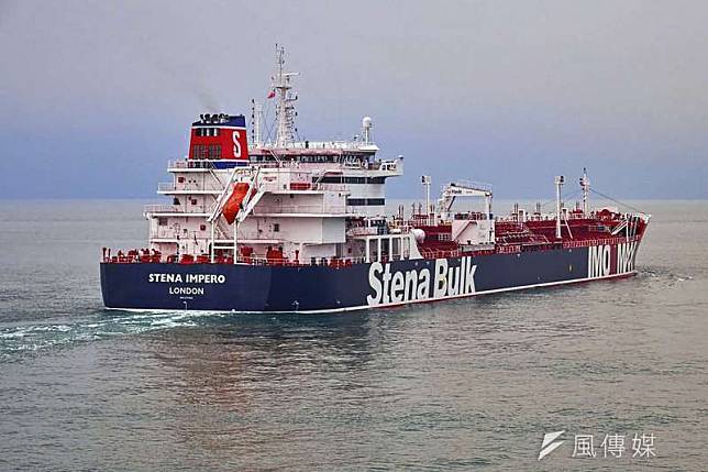 2019年7月19日在荷莫茲海峽遭伊朗扣押的英國油輪「史丹納帝國號」（Stena Impero）（AP）