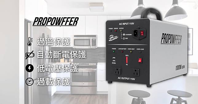 【開箱】PPF-1000W-U 移動式 AC 行動電源，跟 Gogoro 與特斯拉同款電池，電鍋、電暖器、冰箱、吹風機都可用！