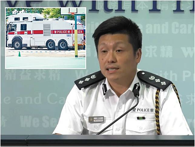 警方稱會否使用水炮車屬戰術部署不會回應。香港警察facebook/資料圖片