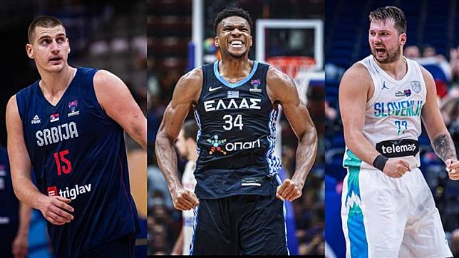 安戴托昆波（Giannis Antetokounmpo）、約基奇（Nikola Jokic）和東契奇（Luka Doncic）是ESPN欽點的NBA前3大球星。（圖／翻攝自FIBA官網）