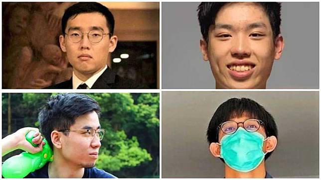 消息指被捕4名港大學生包括郭永皓(左上)張敬生(右上)、容頌禧(左下)及杜林丞亨(右下)