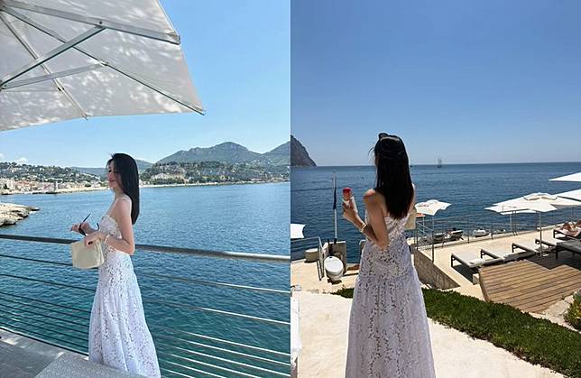 廖思惟身穿Silvia Tcherassi的洋裝，引發網友關注。（翻攝trinityliao IG）