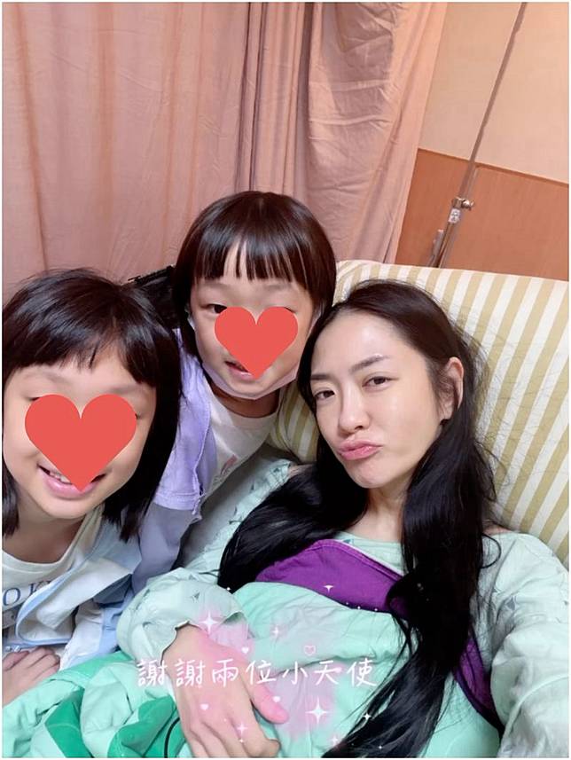 楊千霈感動兩個女兒來醫院探望。翻攝IG @pinkbabe0309