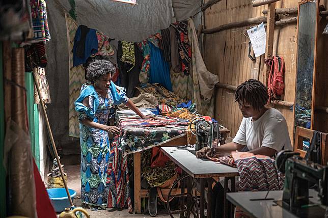 Tailors work at the Kakuma Refugee Camp in Turkana County, Kenya, June 18, 2024. (Xinhua/Wang Guansen)