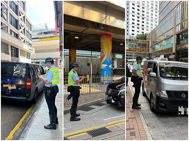 港島總區舉行交通日打擊交通違例。(警方圖片)